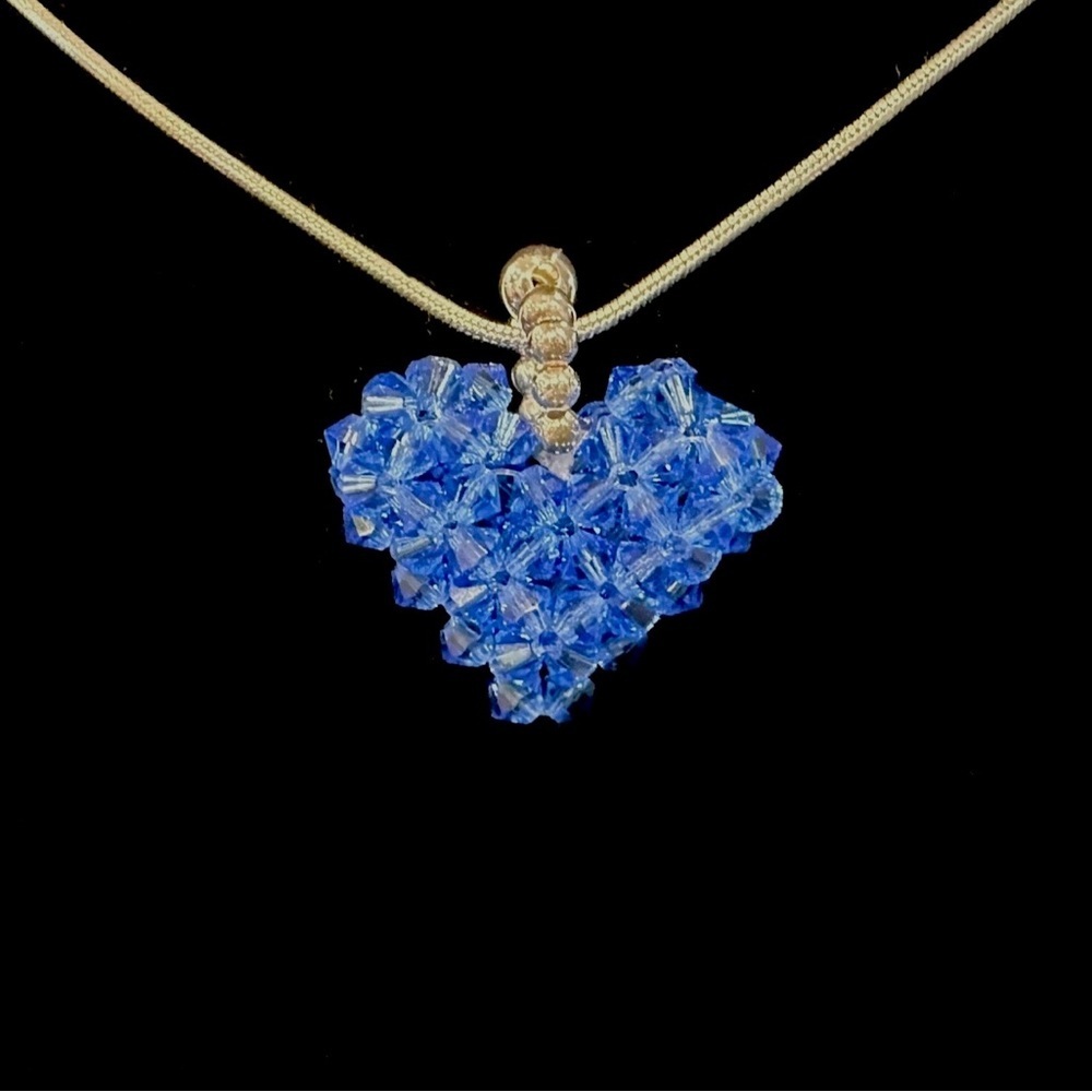 Hand Crafted Cobalt Blue Swarovski Crystal Heart Pendant